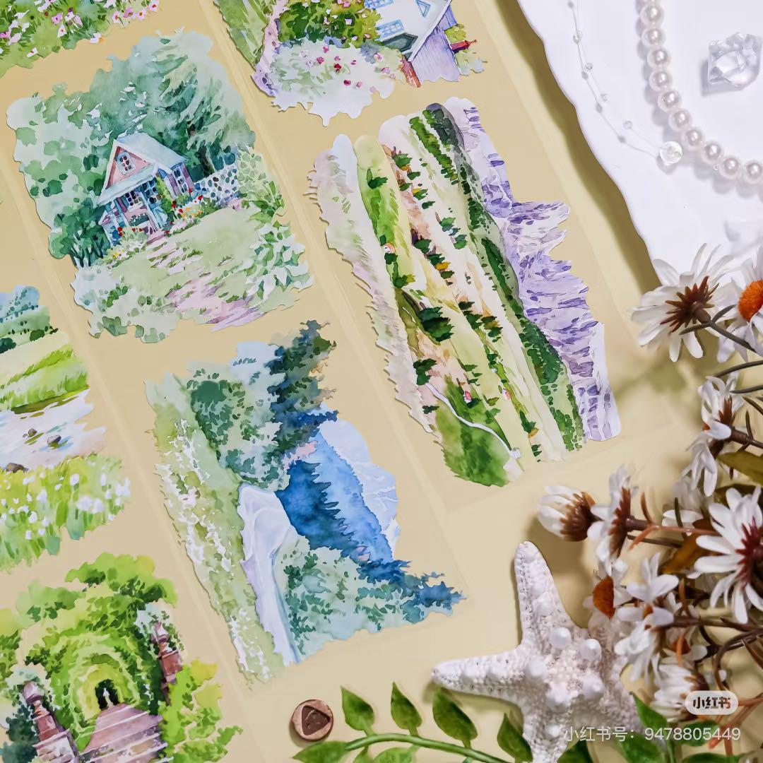 【8572】海外　マステ　5m巻売り　PETマスキングテープ　春景色