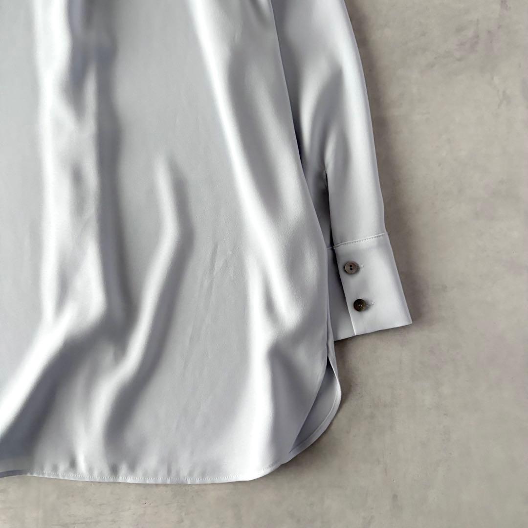 極美品　セオリー　長袖　ジョーゼット　タイブラウス　アイス