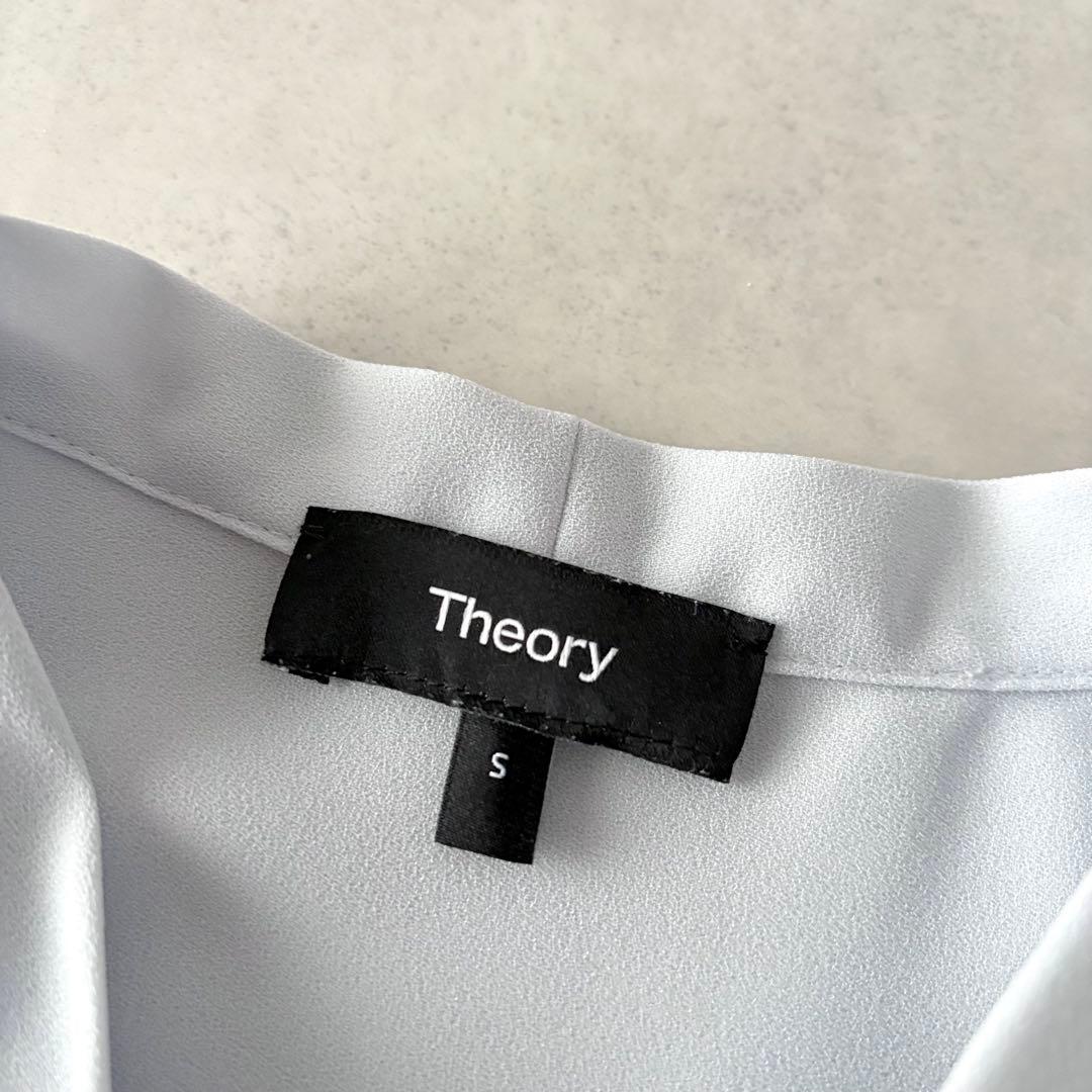 極美品　セオリー　長袖　ジョーゼット　タイブラウス　アイス