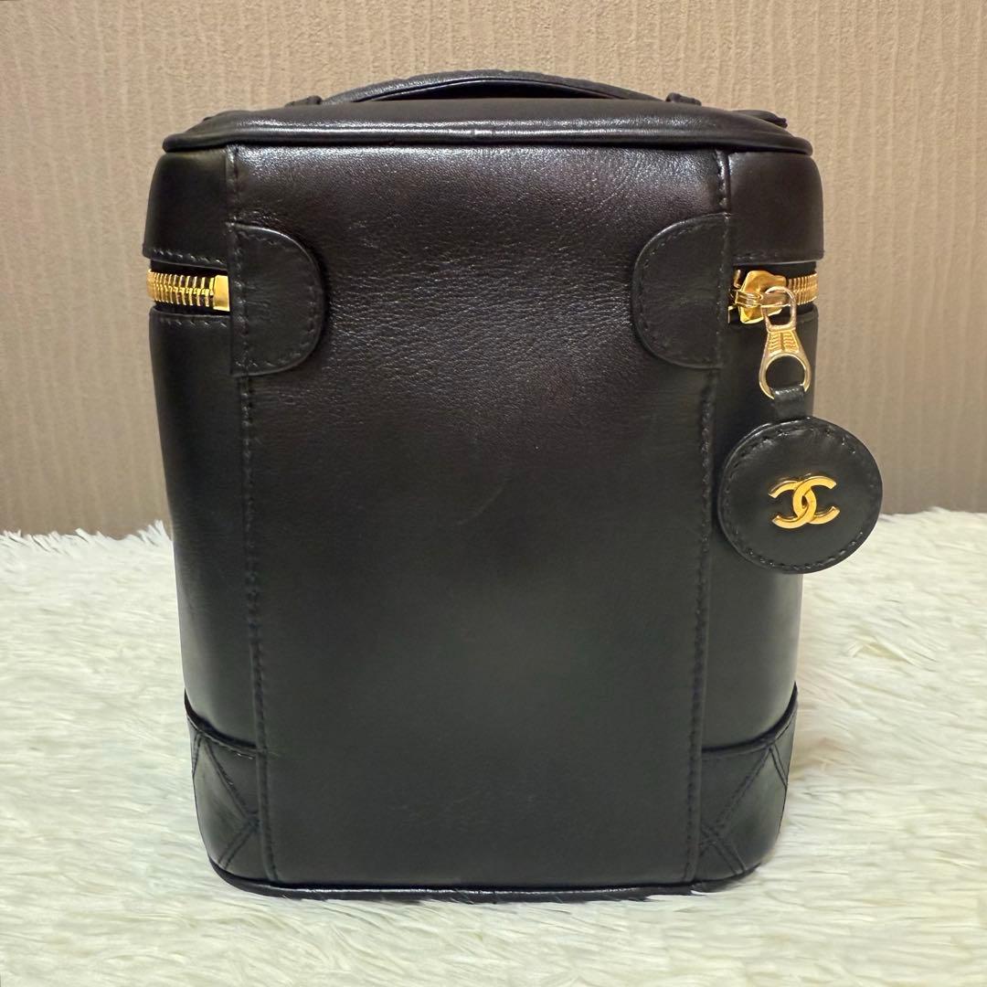 シャネル バニティバッグ ピコローレ ブラック レザー 化粧ポーチ