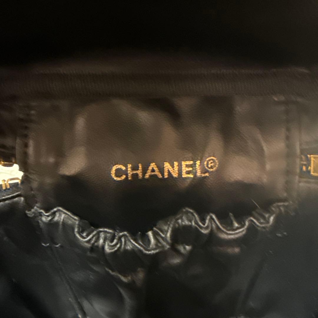 シャネル バニティバッグ ピコローレ ブラック レザー 化粧ポーチ