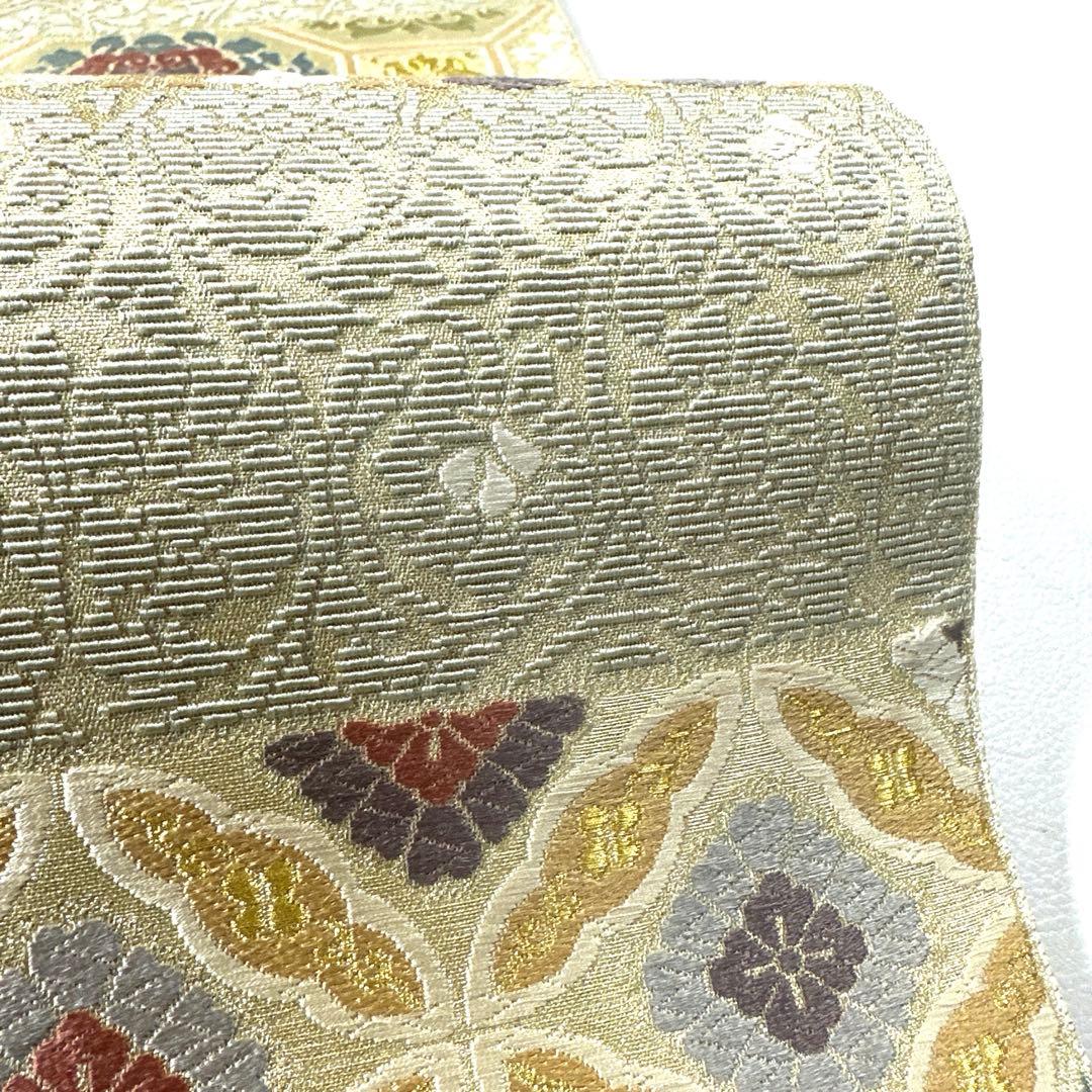 帯4812 ●高級 正絹 六通 袋帯 華文 花文