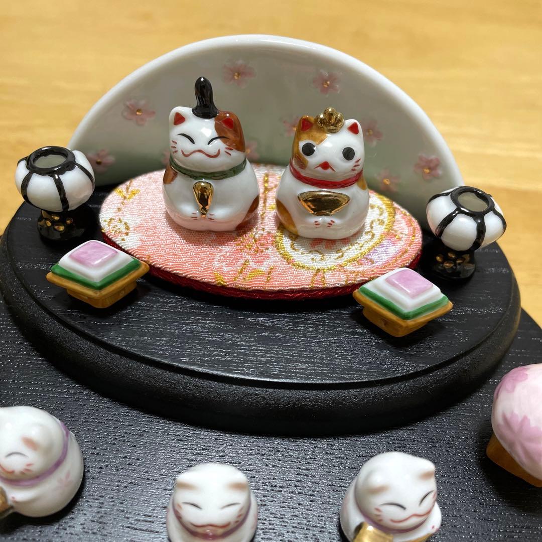 猫　雛人形　三段飾り　豆雛
