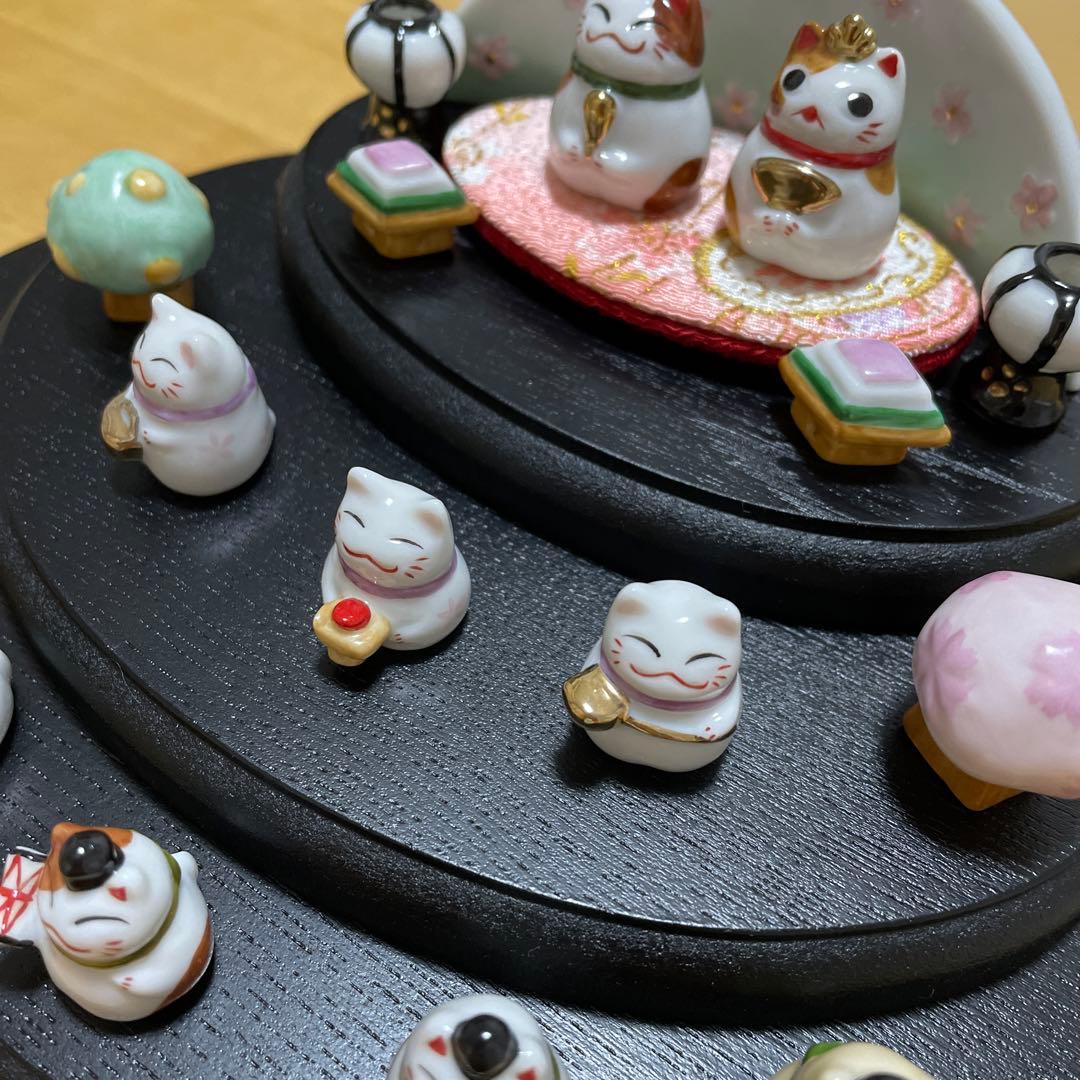 猫　雛人形　三段飾り　豆雛