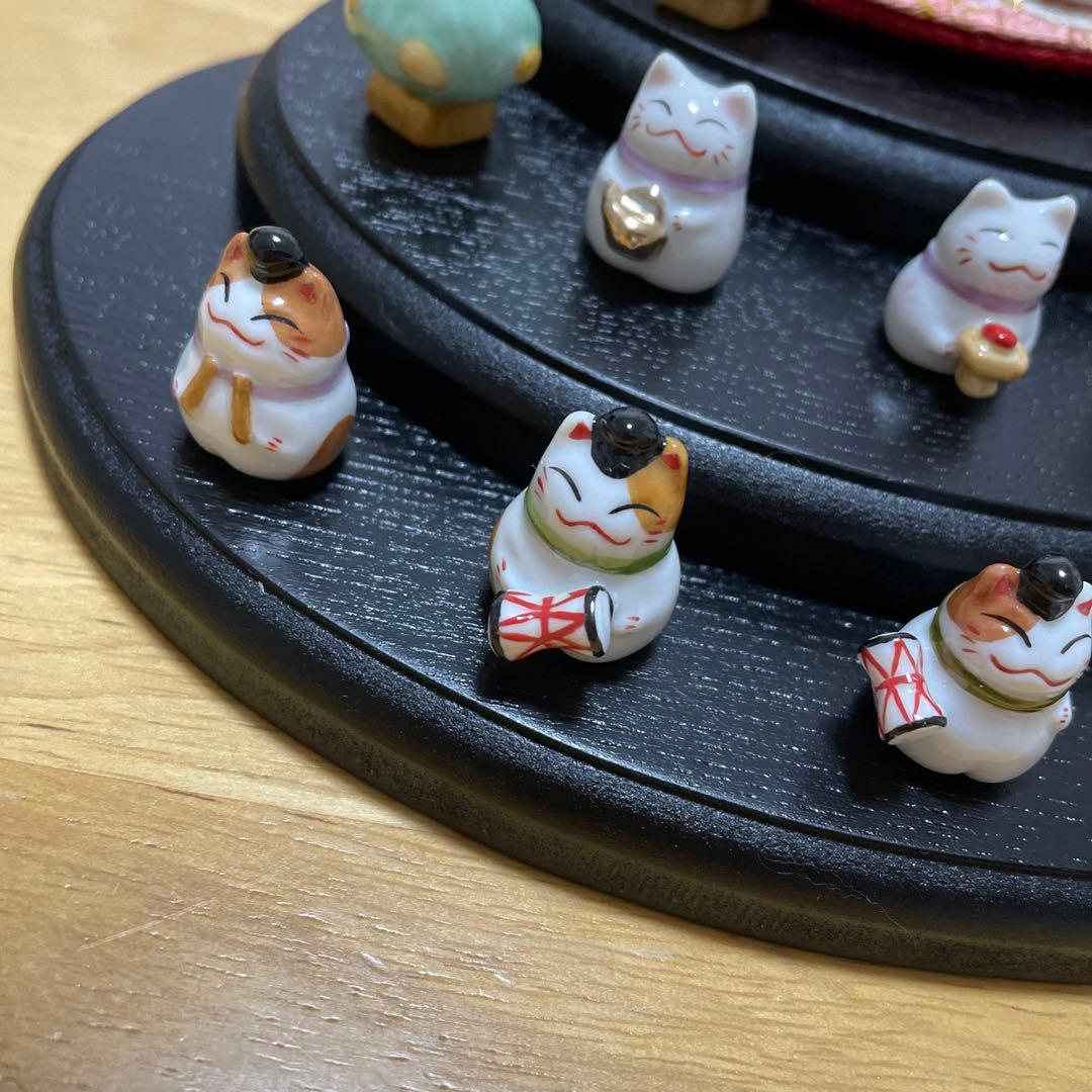 猫　雛人形　三段飾り　豆雛