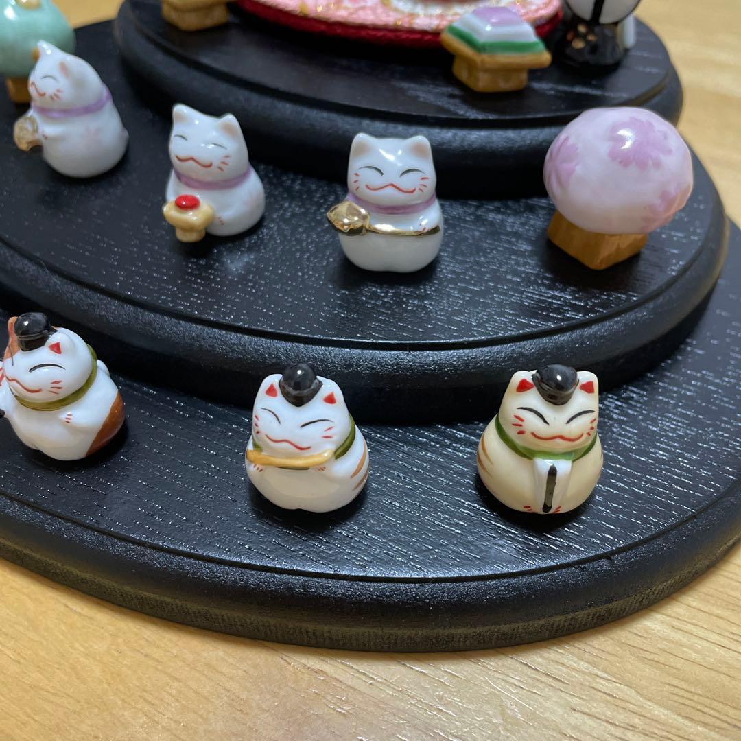 猫　雛人形　三段飾り　豆雛