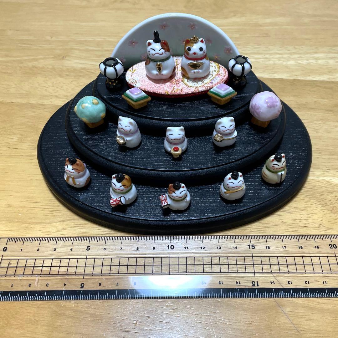 猫　雛人形　三段飾り　豆雛