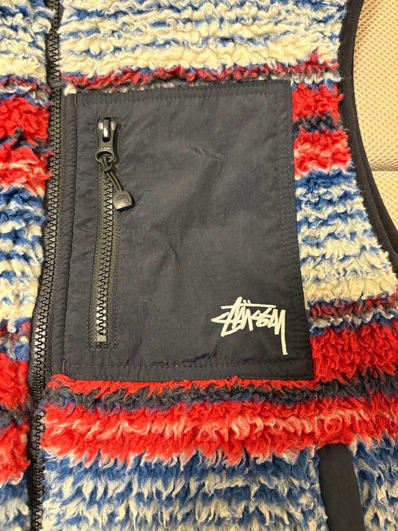 Stussy striped Sherpa vest Mサイズ
