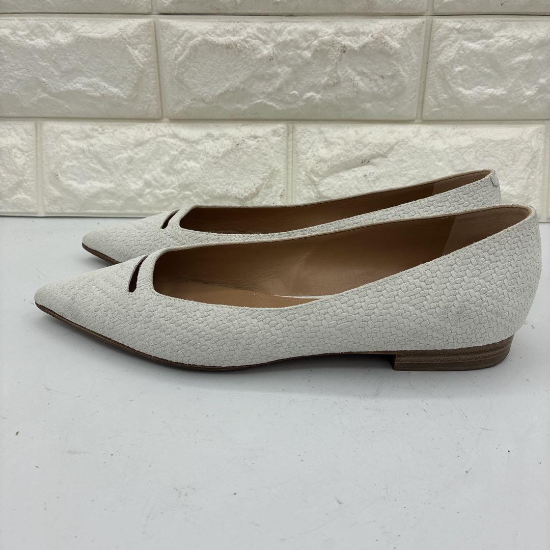 【美品】ペリーコ アネッリ ポインテッドトゥ フラットパンプス 36 ホワイト