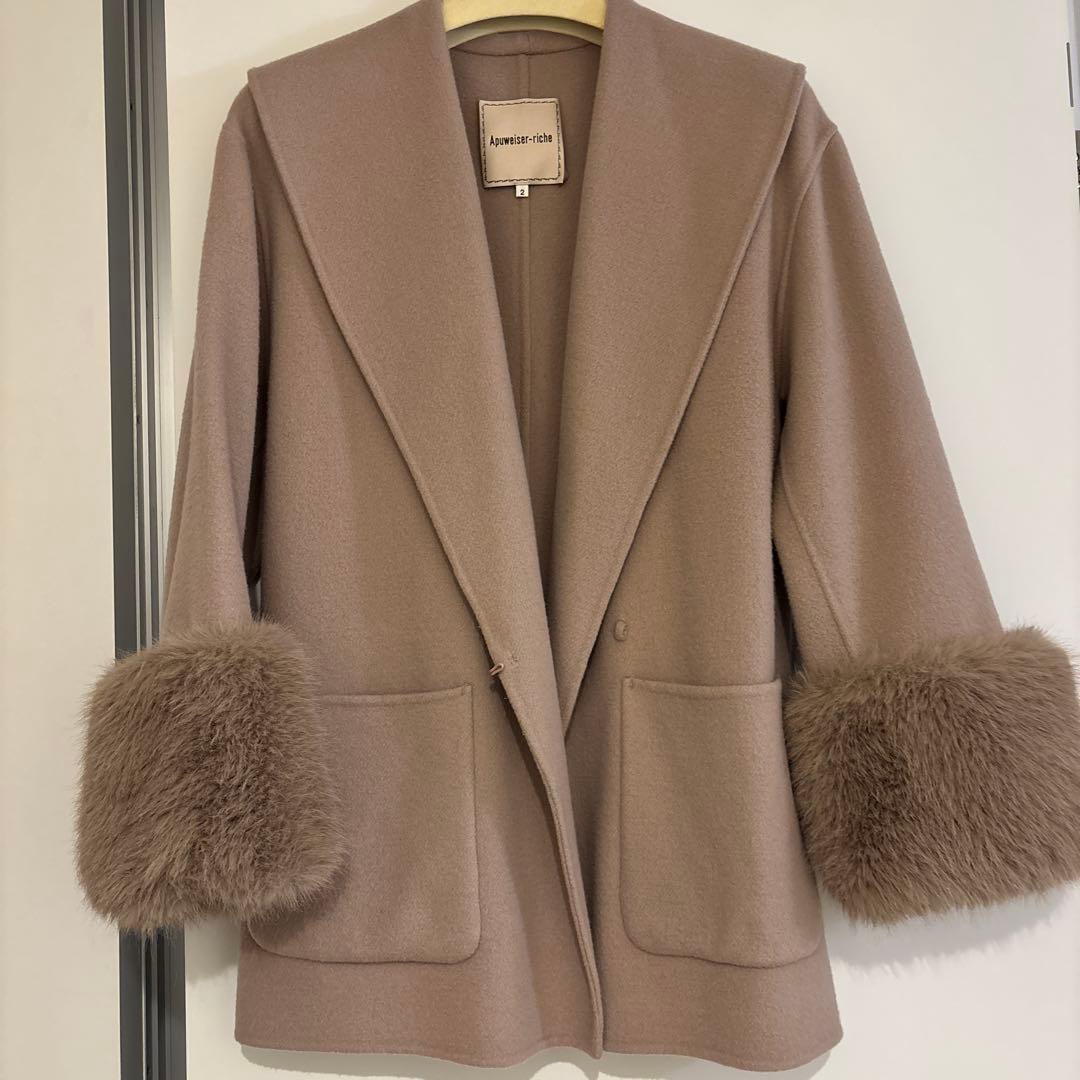【apuweiser-riche】袖ファーショートリバーコート