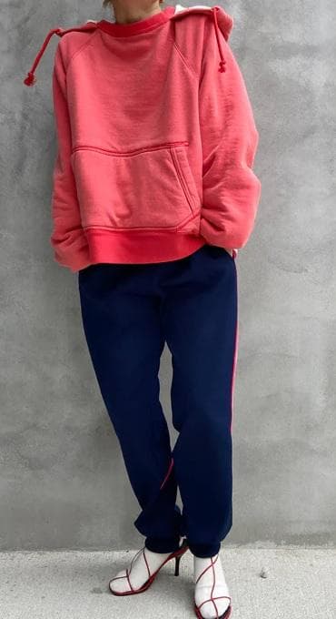 FUMIKA_UCHIDA/2-TONE PULLOVER HOODIE　レッド