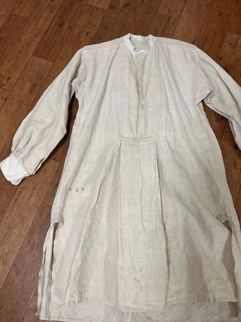 ヴィンテージ　アンティークリネン　フランス　スモック