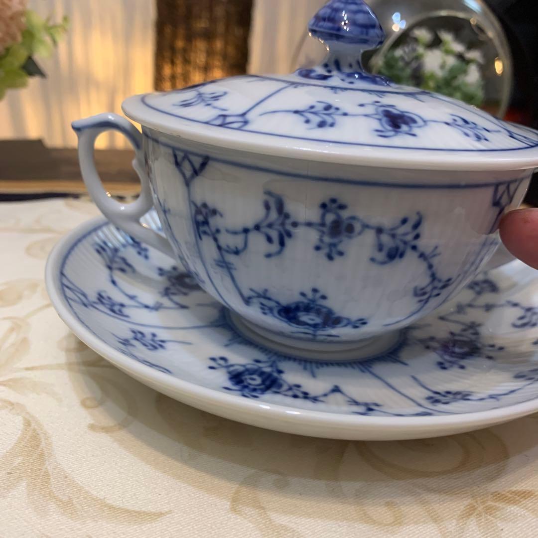 ロイヤルコペンハーゲン ブルーフルーテッド プレイン スープカップ＆ソーサー