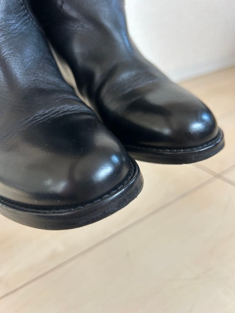 CHANEL ブラックレザー ロングブーツ 36