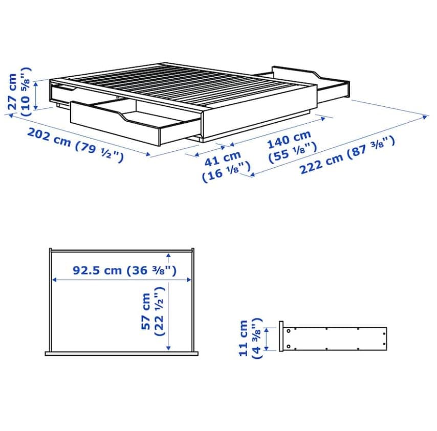 IKEA MANDAL ダブルベッドフレーム 引き出し付き