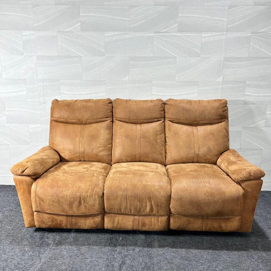 3人用電動ソファ リクライニングソファ レザーファブリック d5094