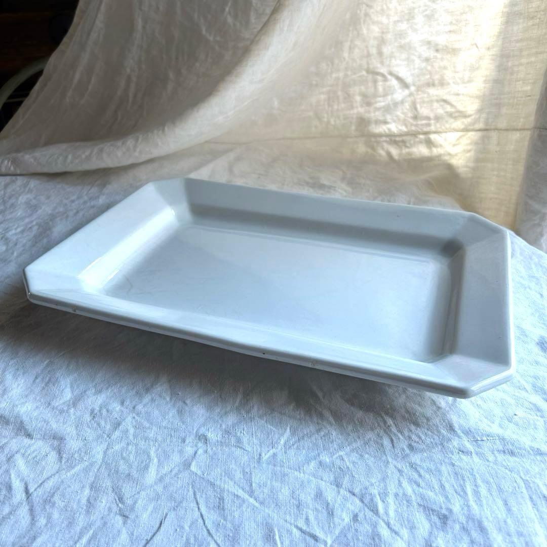 フランスアンティーク　スクエア　レクタングル　隅切り皿　大皿　八角形　長方形皿