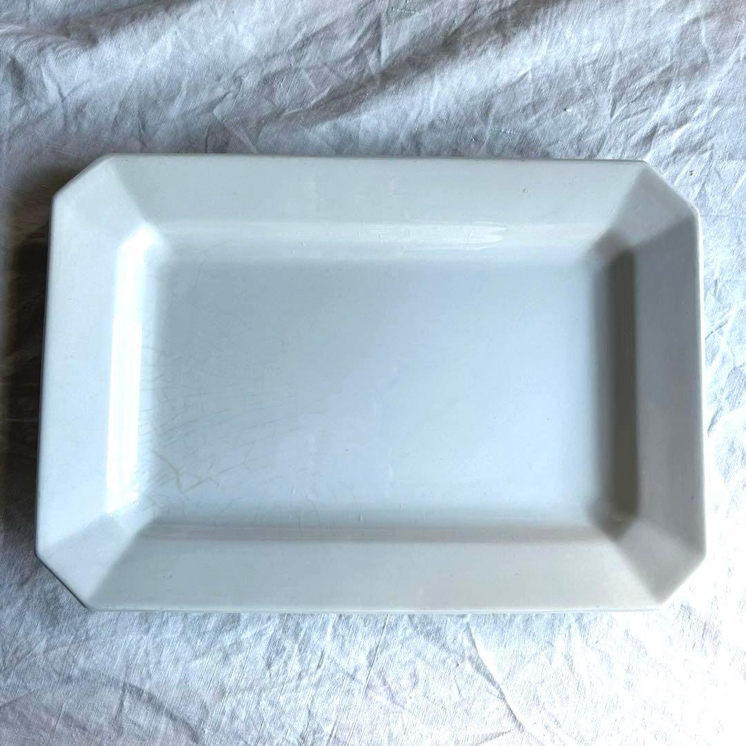 フランスアンティーク　スクエア　レクタングル　隅切り皿　大皿　八角形　長方形皿