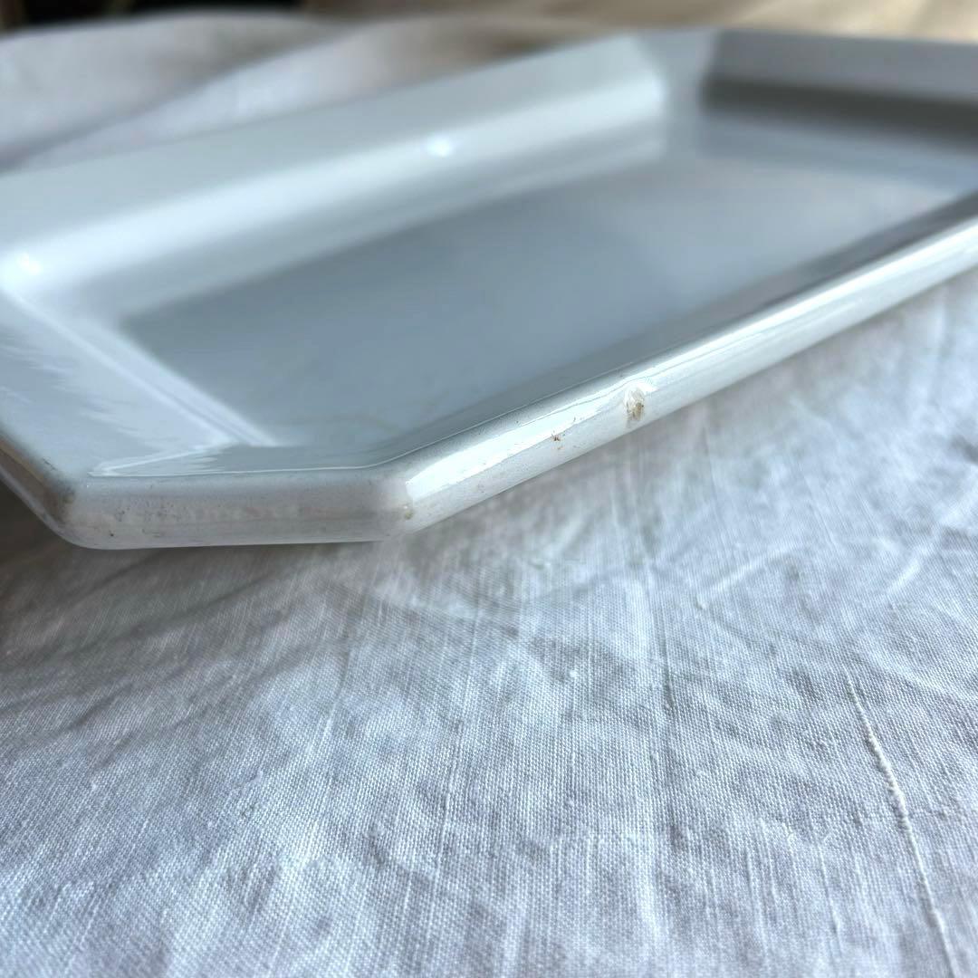 フランスアンティーク　スクエア　レクタングル　隅切り皿　大皿　八角形　長方形皿