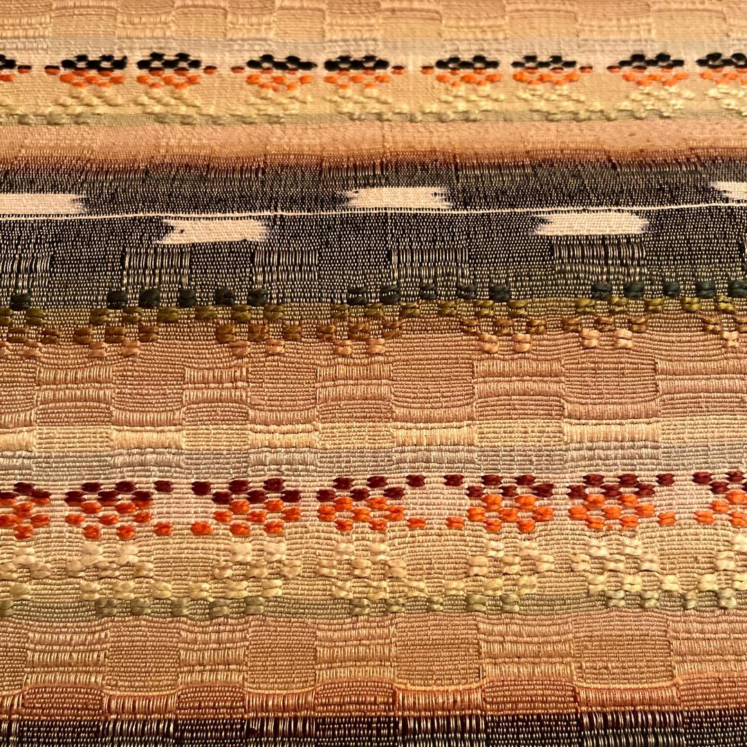 琉球　首里織　絣　名古屋帯 証紙