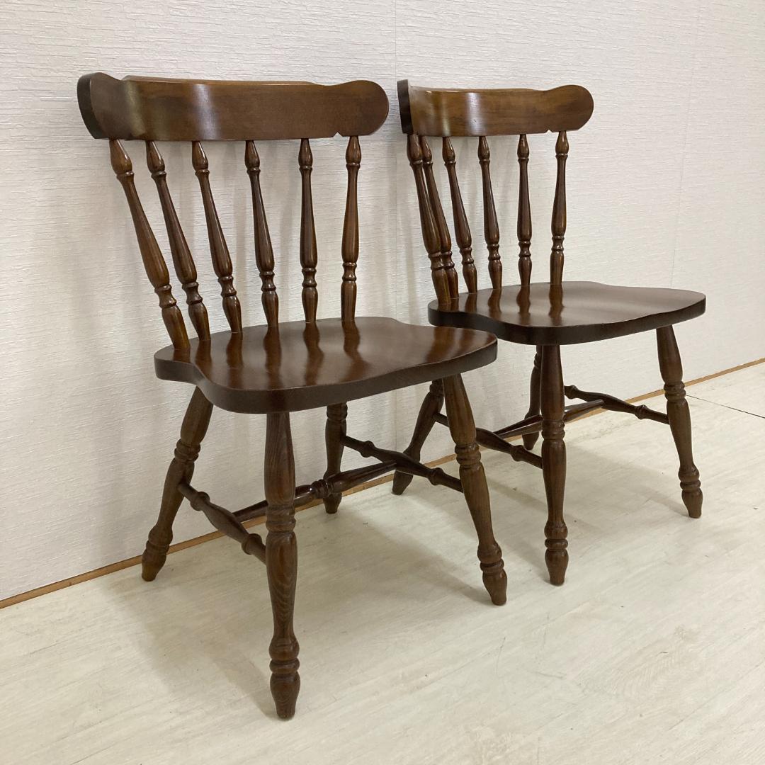 【柏木工】ダイニングチェア　 ウィンザーチェア 木製　椅子　２脚セット