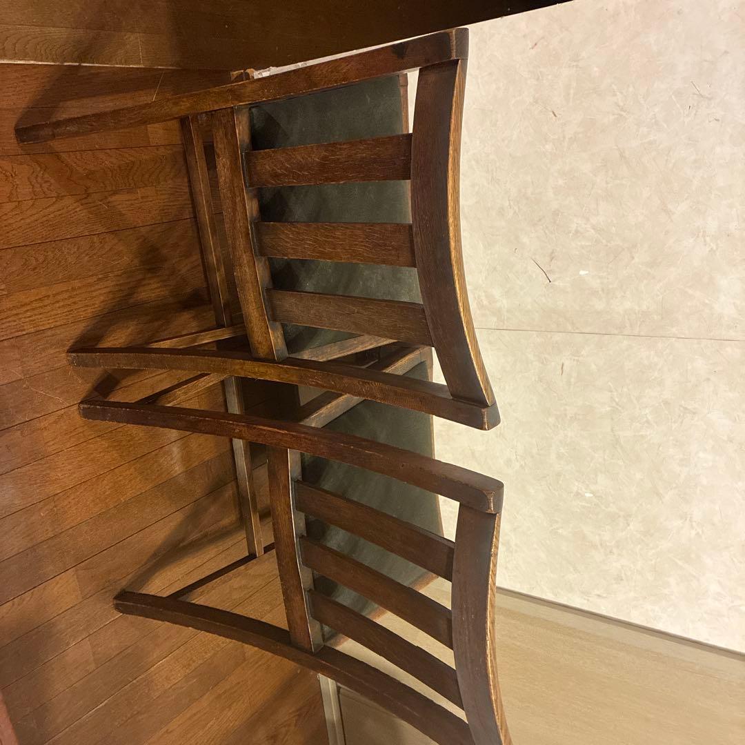 ロイズアンティークス購入 木製スラットバック椅子 2脚セット