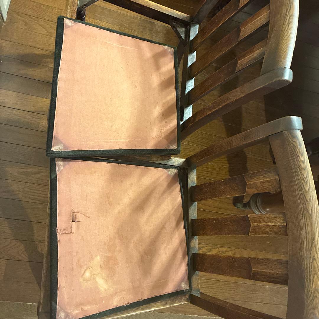 ロイズアンティークス購入 木製スラットバック椅子 2脚セット