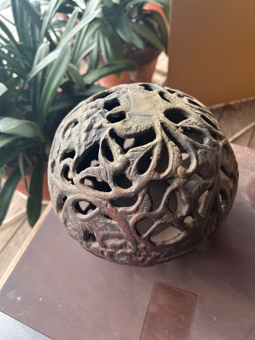 昭和レトロ 大型￼ 鉄製　￼金属工芸　玉乗り獅子像　狛犬像　置物　オブジェ