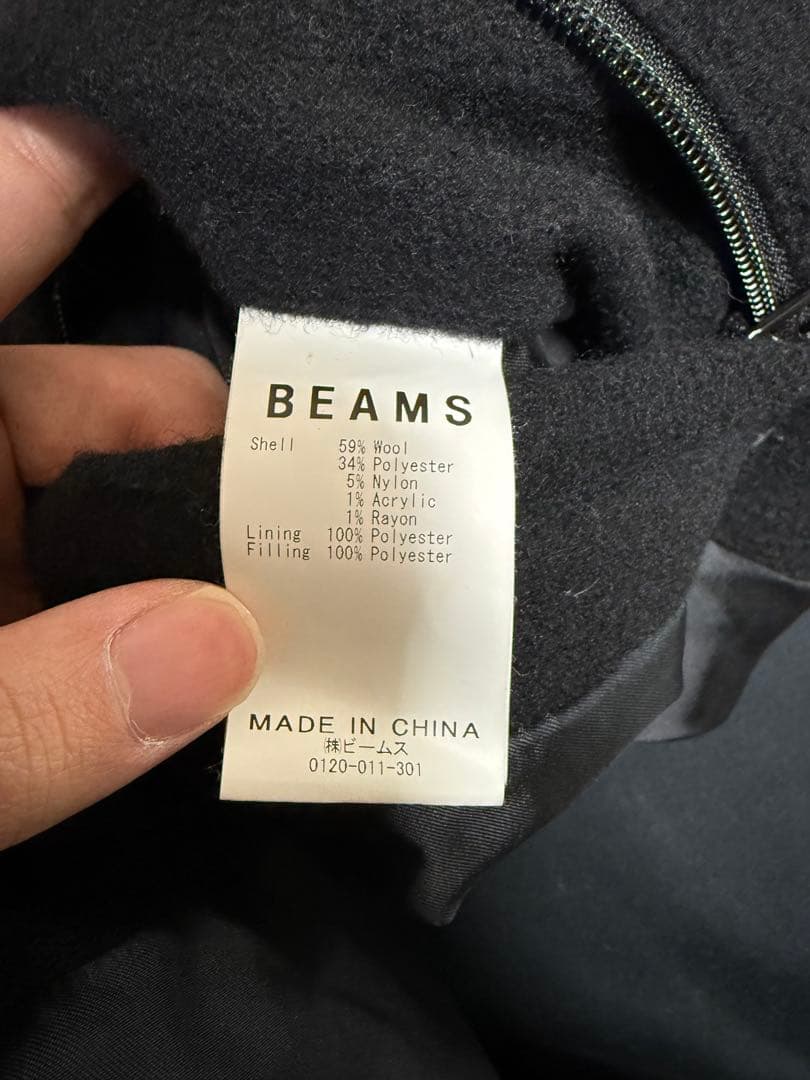 BEAMS / 中綿 ウール モッズ コート/Lサイズ/黒