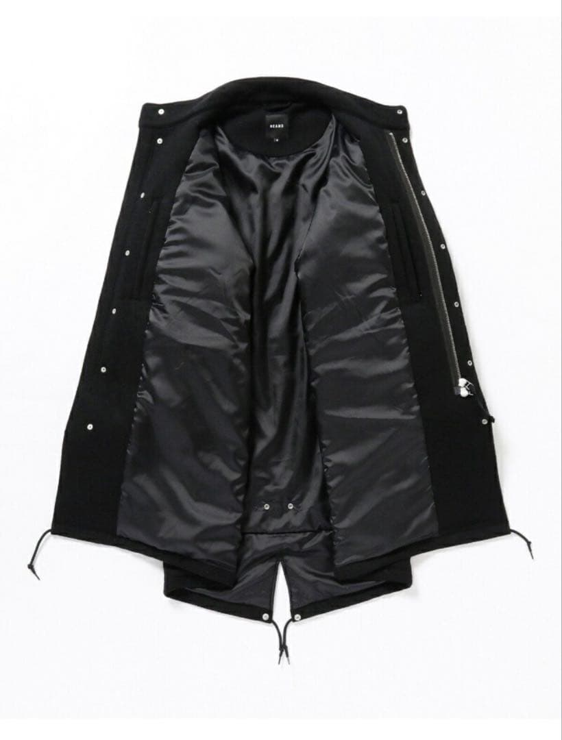 BEAMS / 中綿 ウール モッズ コート/Lサイズ/黒