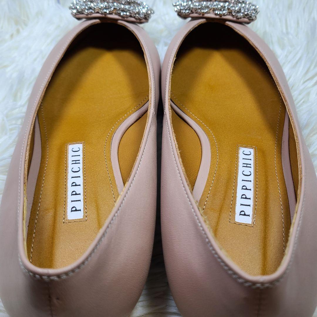 【PIPPICHIC】ピッピシック　ビジューVカットフラットパンプス