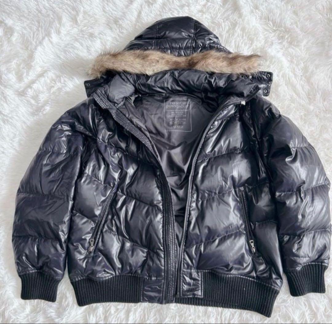 Y2K old UNIQLO ダウンジャケット 黒 ファー 短丈 XL