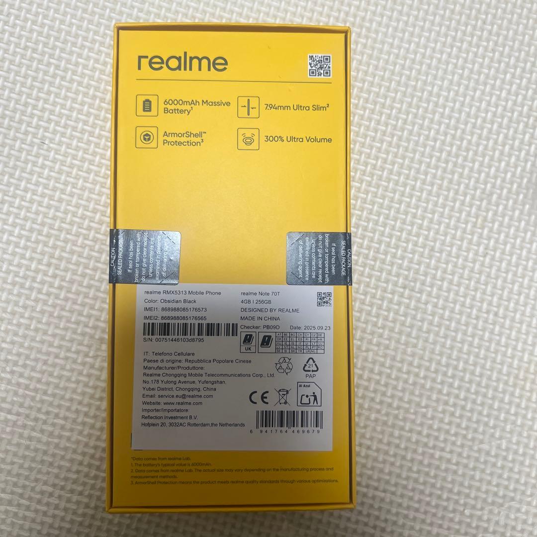 realme Note 70T ブラック 4GB/256GB