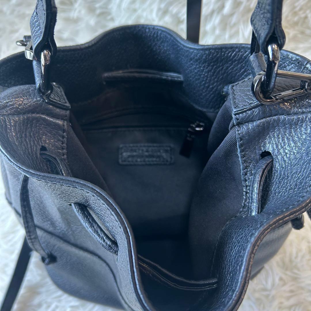 極美品　BEAUTY&YOUTH レザーショルダーバッグ巾着バッグ　黒　2way