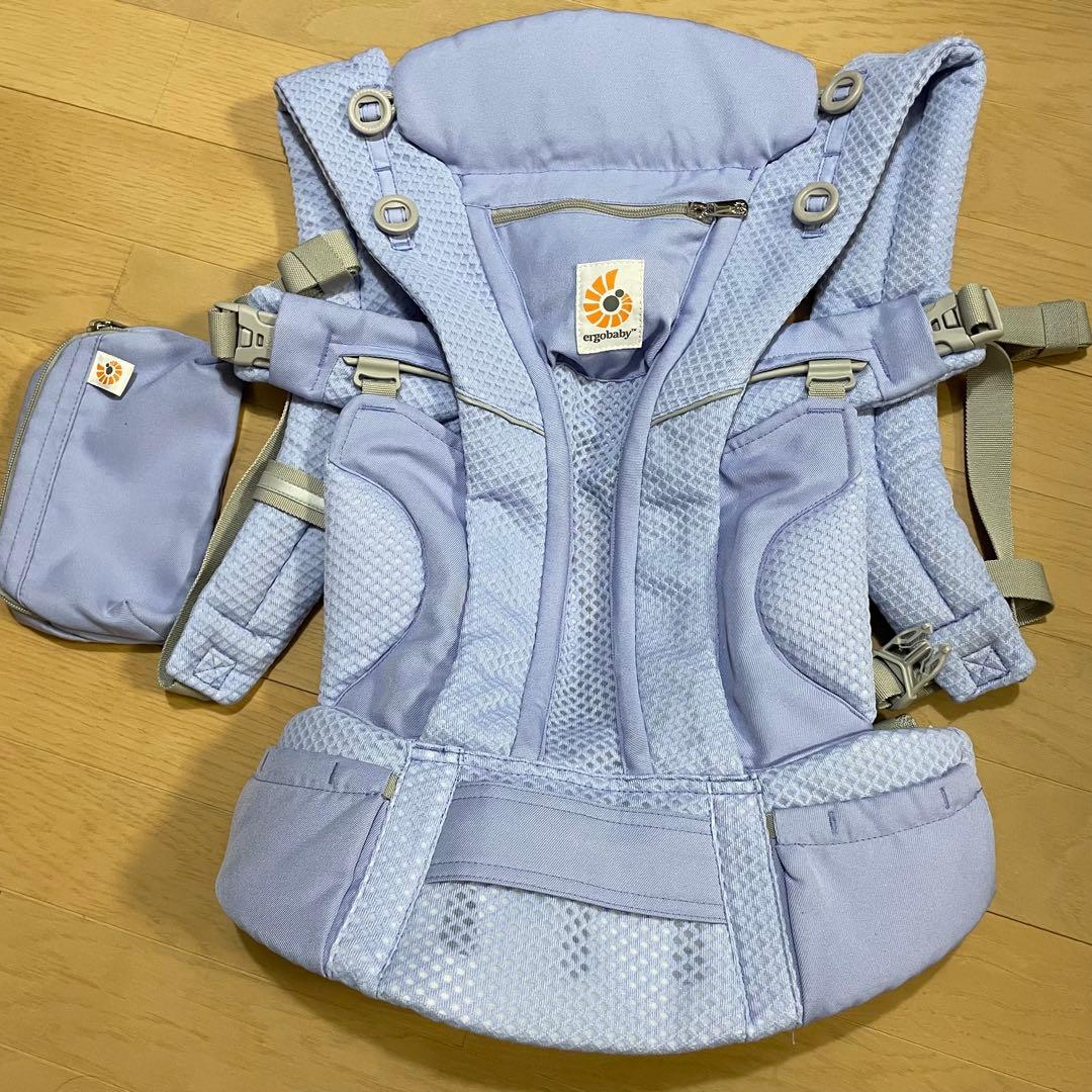 美品✨　エルゴベビー 抱っこひも　オムニブリーズ ポーチ付 ブルーラベンダー