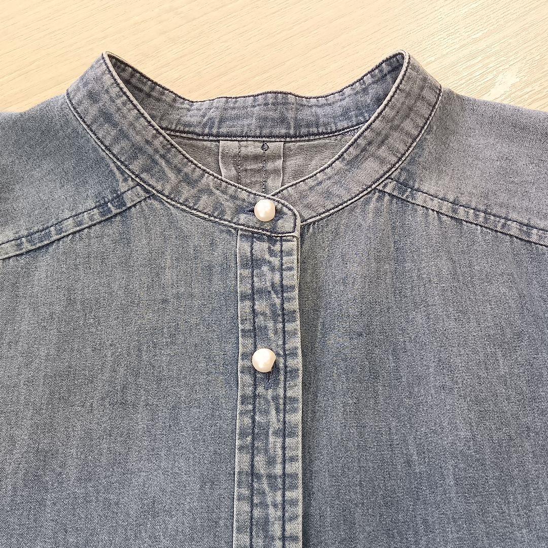 新品タグ付 パシオーネ カフネ デニム シャツ パール釦 Mサイズ Mal.