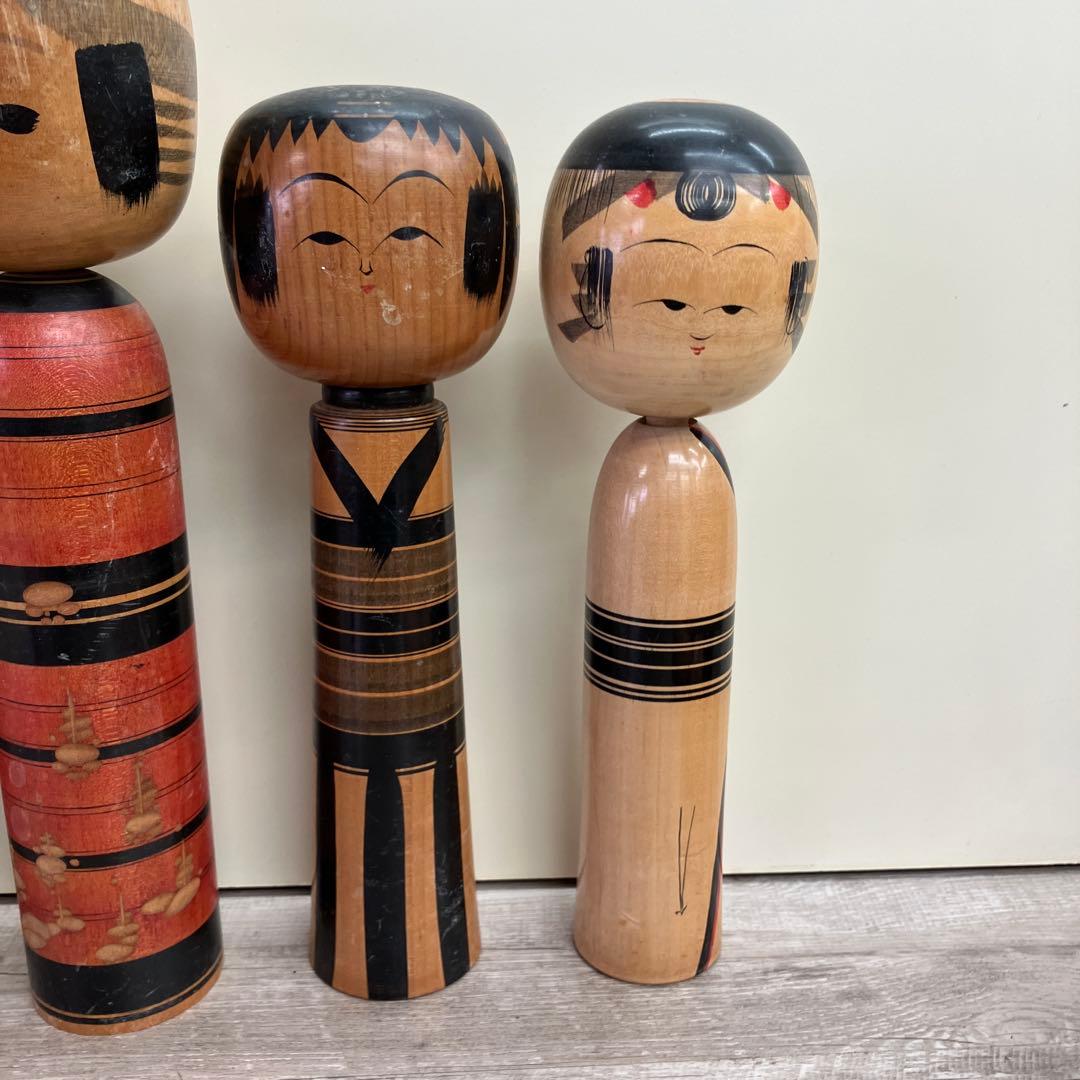 D-3 昭和レトロ 木製 こけし 小芥子 9体セット まとめ売り 日本人形