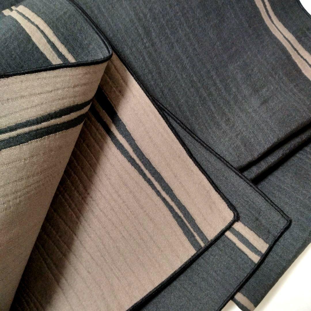 未使用高島屋購入★あざみアザミと竹柄の浴衣ゆかた両面使える黒ねず茶帯バッグセット