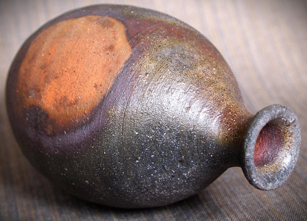 希少作★小山末廣【師：金重素山】備前徳利★共箱