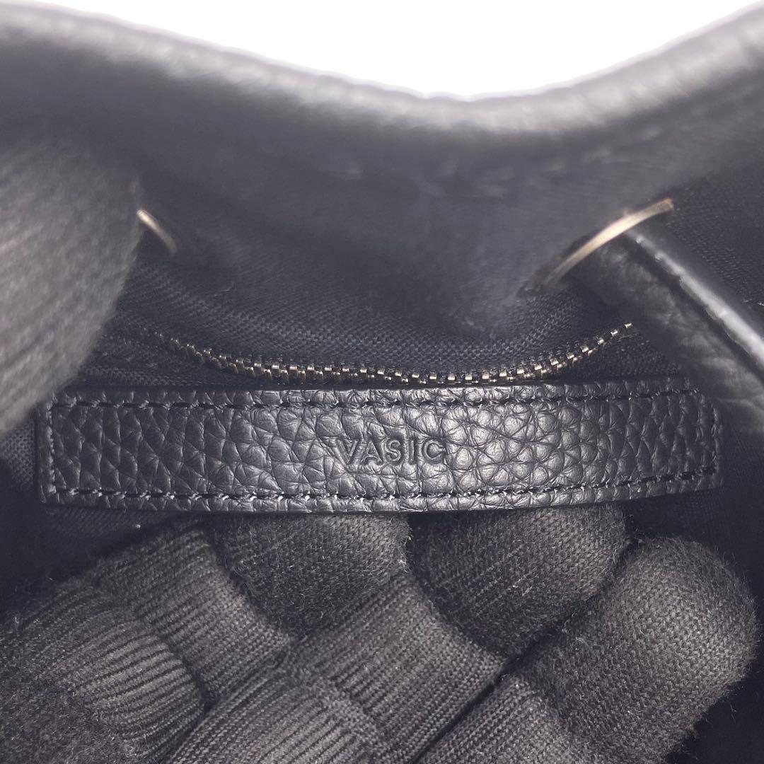 極美品　VASIC BOND MINI ハンドバッグ　巾着　レザー　ブラック