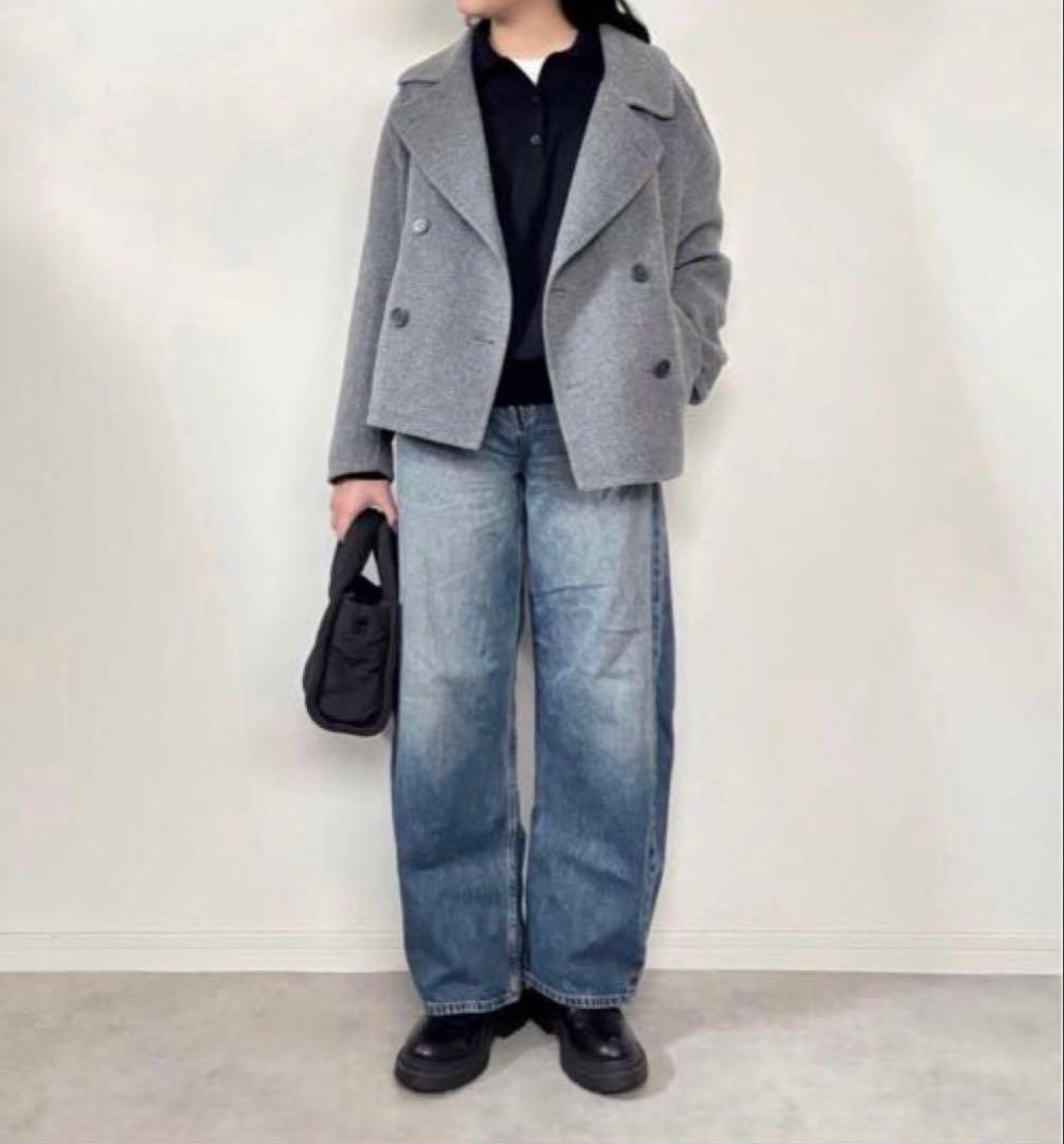 新品　ユニクロ　ダブルフェイスショートコートリラックスフィット　S