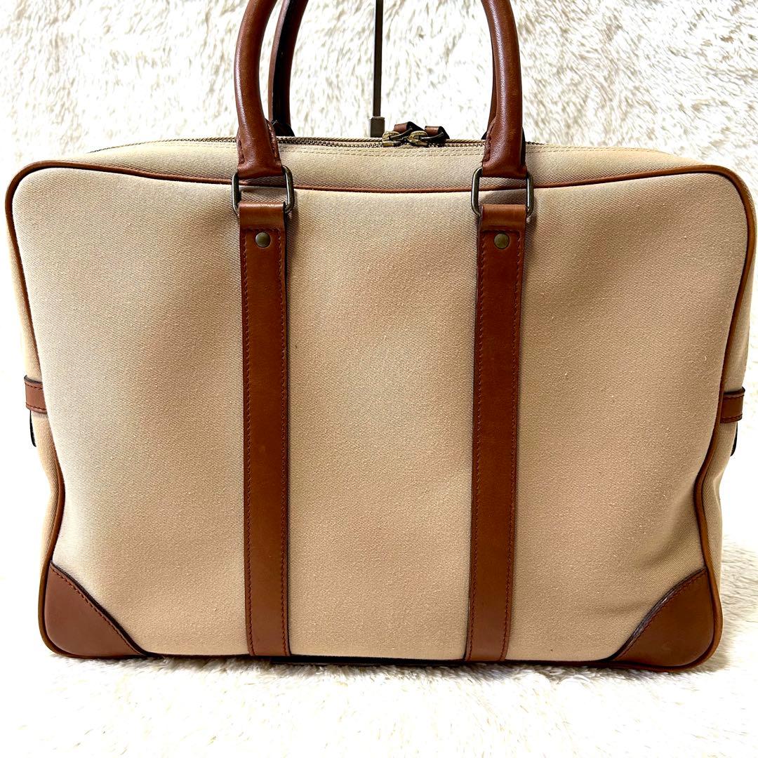 希少✨ポロラルフローレン　ビジネスバッグ サファリシリーズ コットンツイル　牛革
