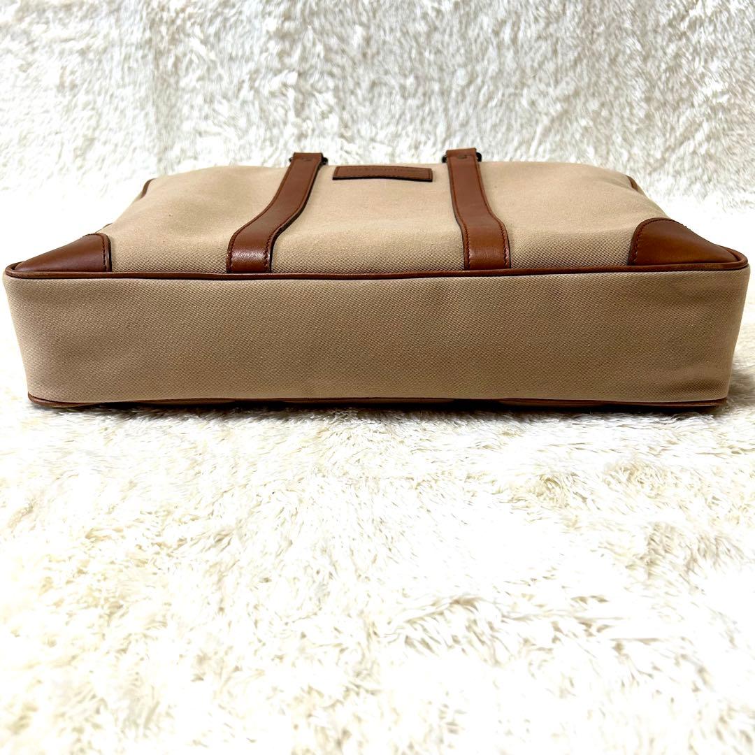 希少✨ポロラルフローレン　ビジネスバッグ サファリシリーズ コットンツイル　牛革