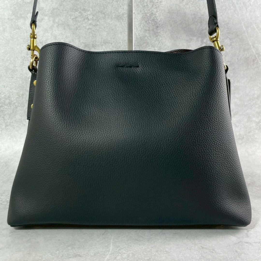 極美品 コーチ ウィロウ 2way ショルダーバッグ ビジネスバッグ レザー 黒