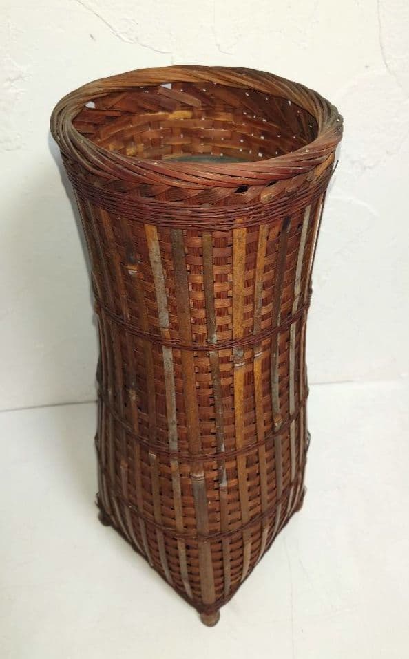 【6点】木製花器 竹細工 一輪挿し 工芸 茶道具フラワースタンド 古道具 カゴ
