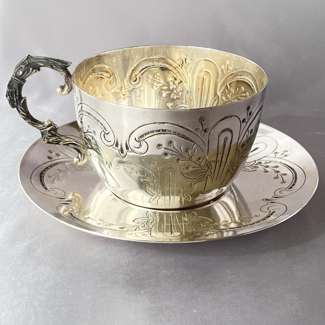 【仏蘭西】アールヌーボー カップ＆ソーサー 【シルバープレート】