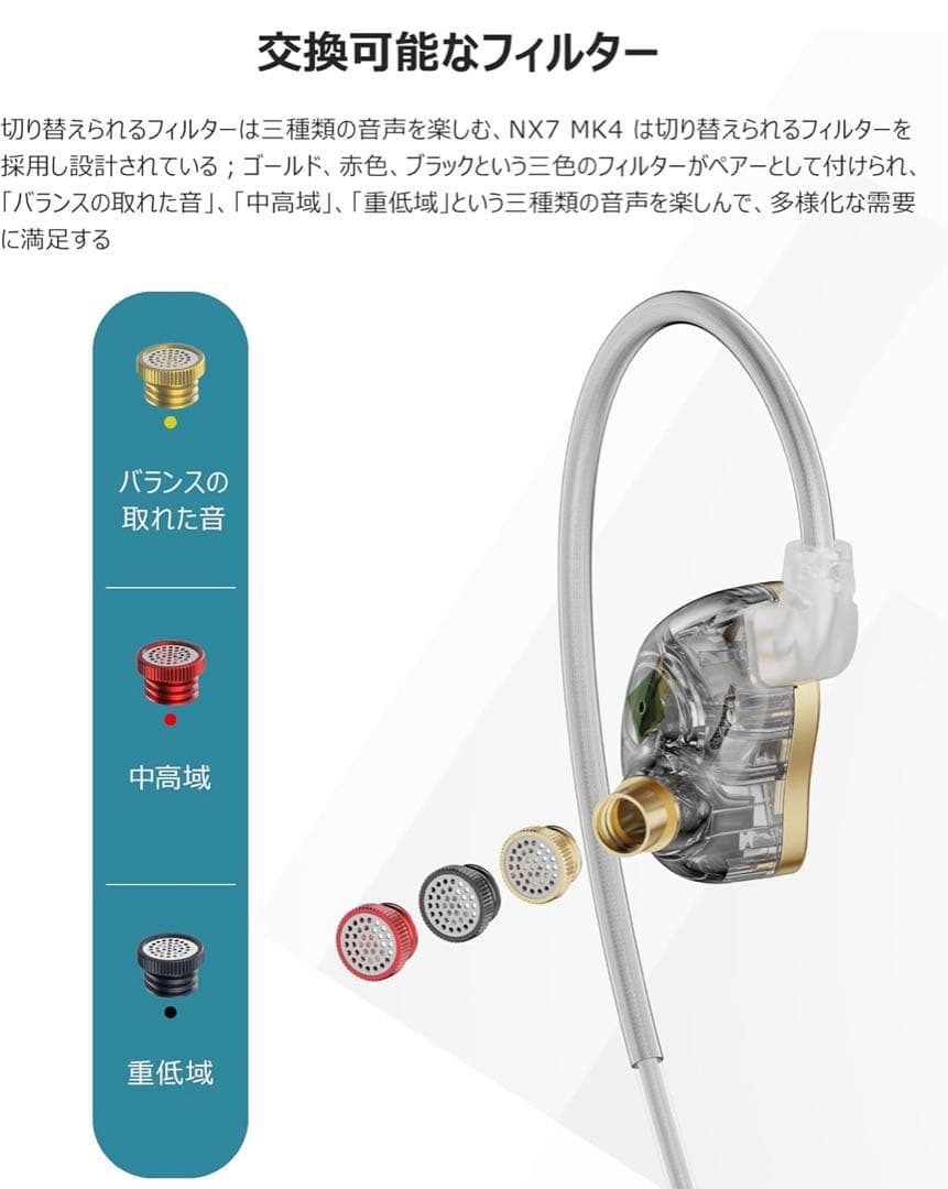 イヤホン NICEHCK NX7 MK4 4.4mm