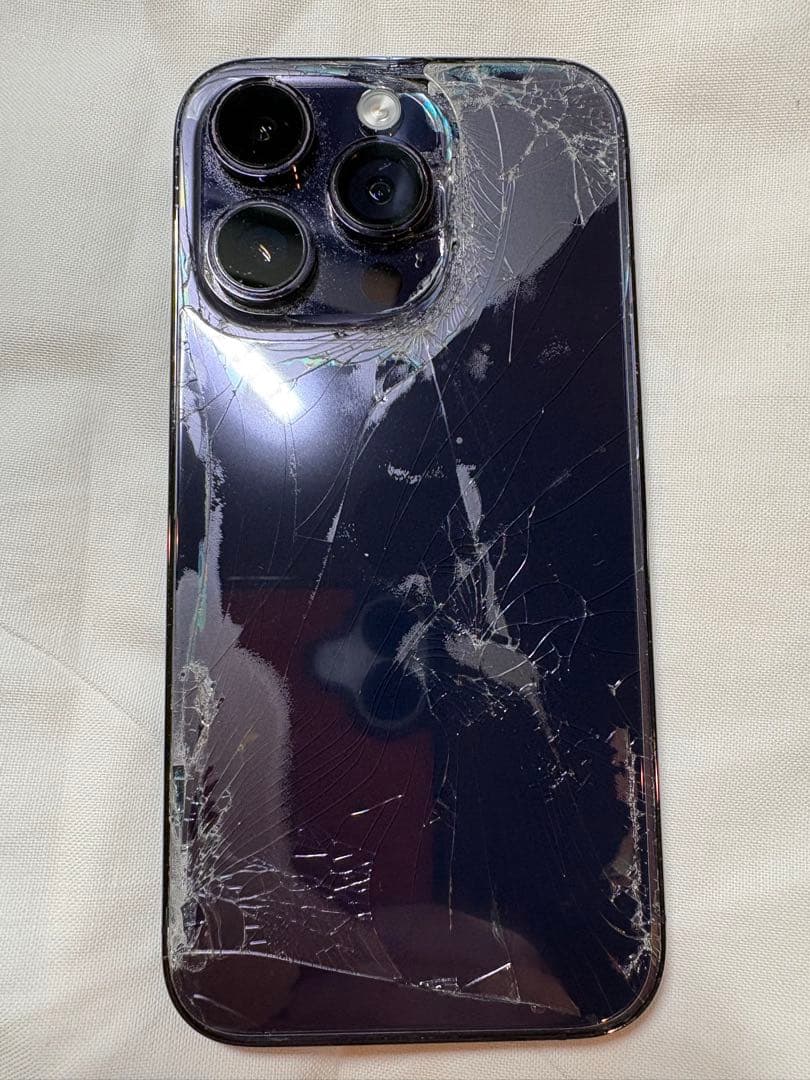 iPhone 14 Pro 256GB ディープパープル　背面割れ　ジャンク