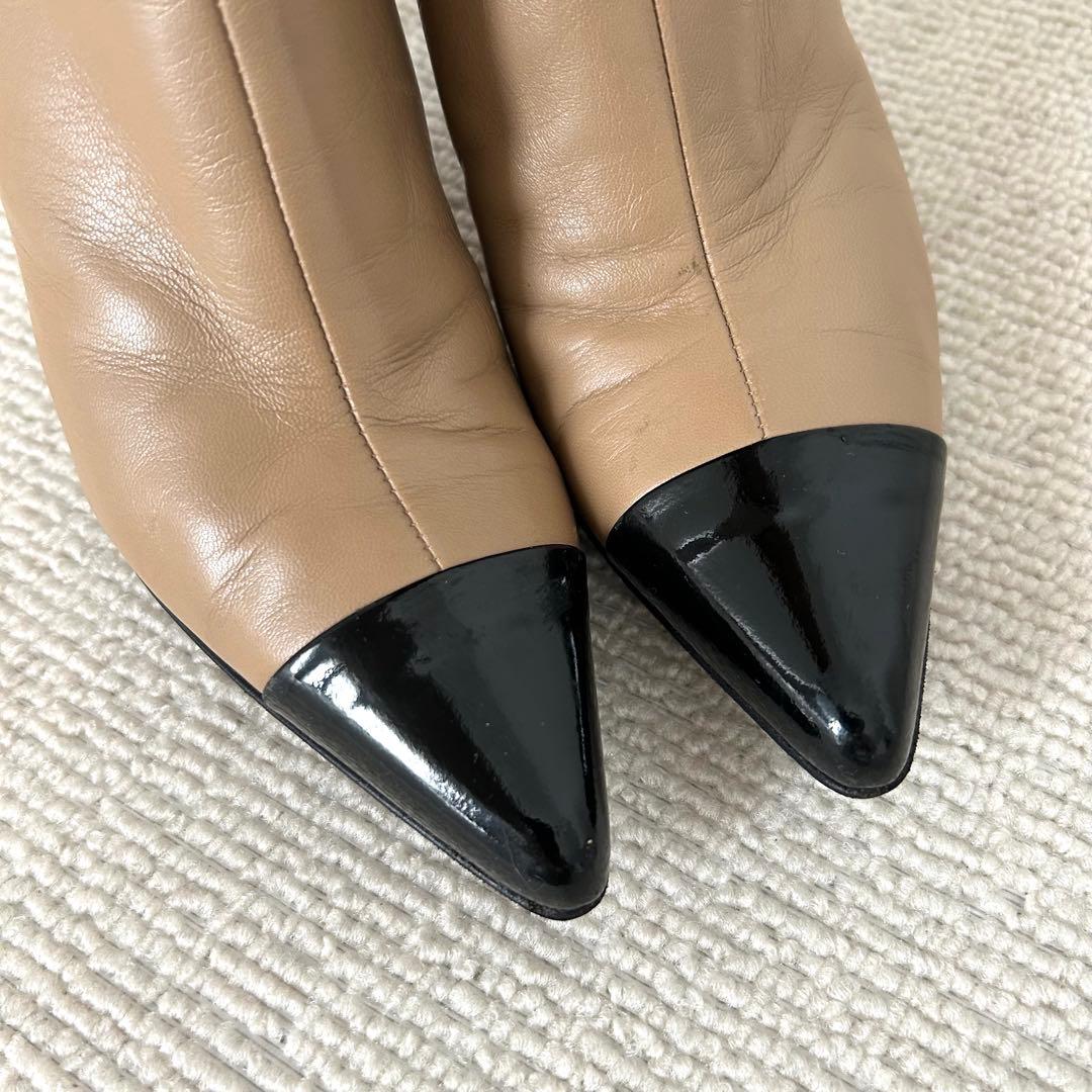 CHANEL シャネル ショートブーツ ココマーク バイカラー 22cm 35