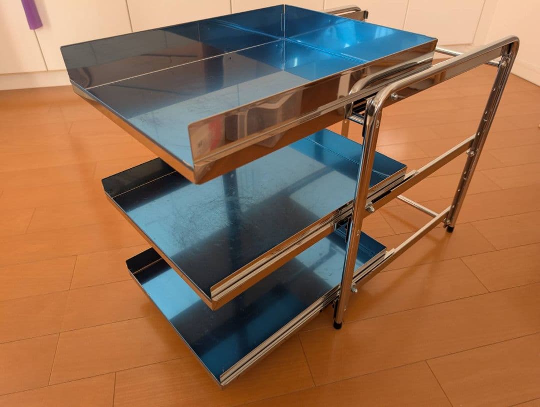 ステンレス製3段　シンク下スライドラック